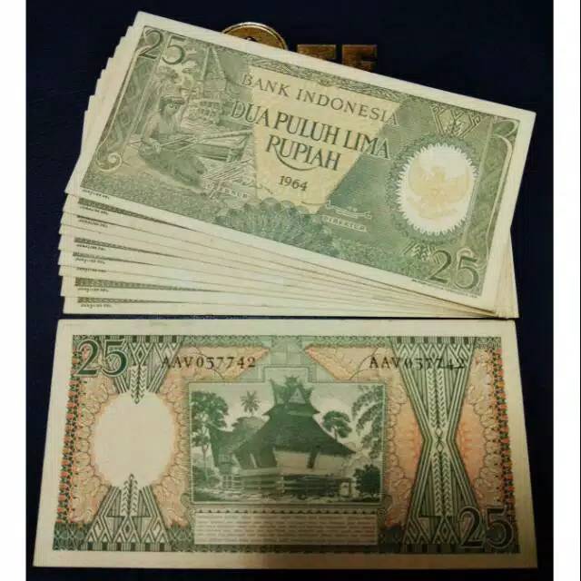 UANG KUNO KERTAS 25 RUPIAH PEKERJA TAHUN 1964