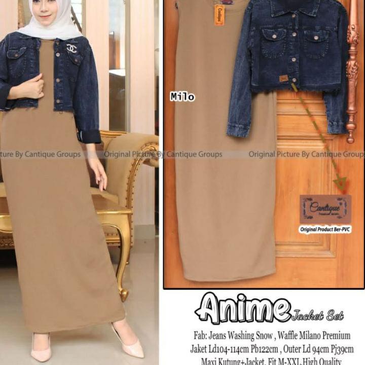 Koleksi Terbaru.. TERBARU ANIME SET 2in1 INNER DRESS TANPA LENGAN DAN JAKET CROP JEANS