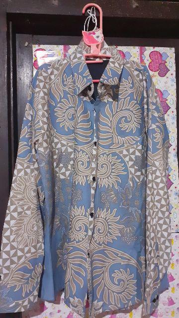 Nawasena Babyblue Kemeja Batik Pria Panjang Full Furing By Dewo