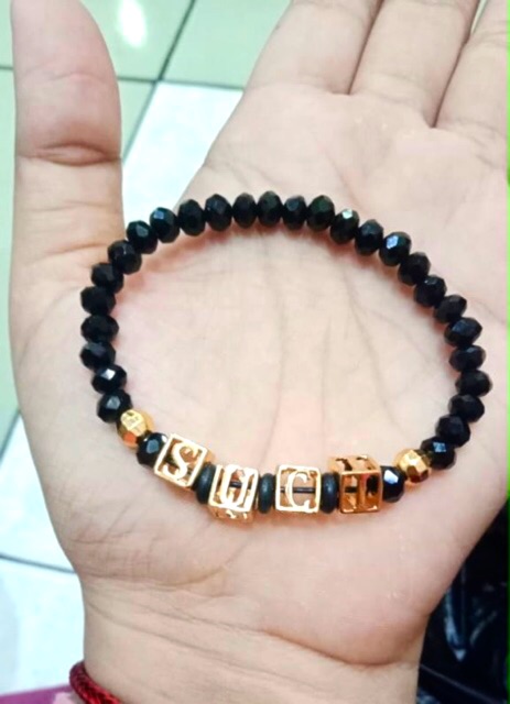 Gelang kristal gelang nama gelang huruf gelang inisial gelang alphabet gelang huruf