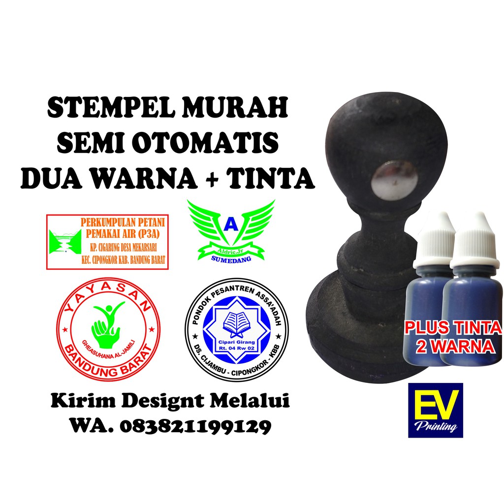 

Stempel Murah Semi Otomatis 2 Warna Plus Tinta