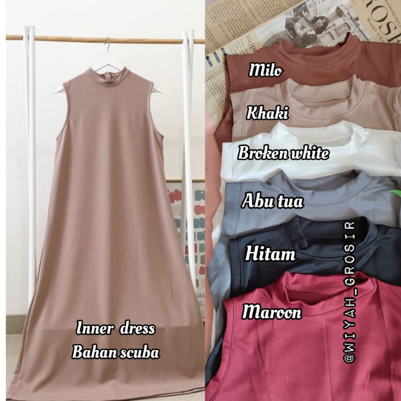 INNER DRESS SCUBA TANPA LENGAN / INNER DRESS SCUBA / TEBAL / LONG DRESS INNER / INNER TANPA LENGAN