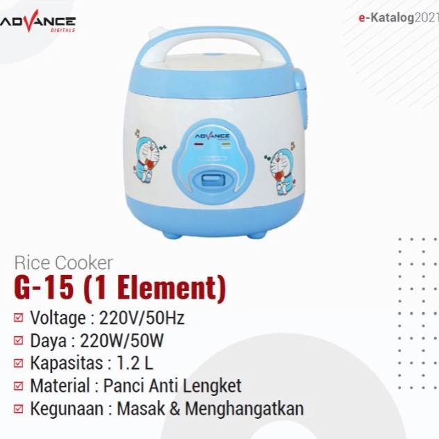 PENANAK NASI ANTI LENGKETI / RICE COOKER ADVANCE G15 / MAGIC COM 1,2 LITER ADVANCE G-15/MEGIC COM/MA