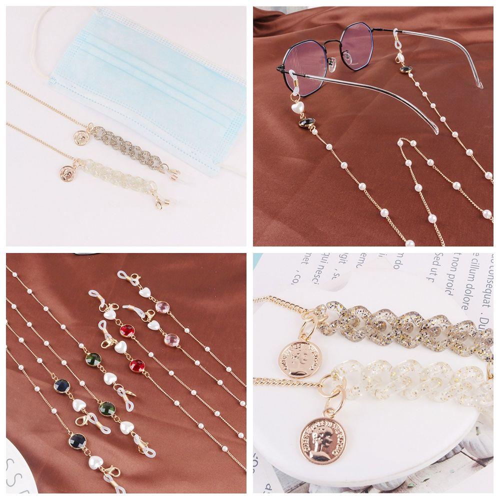 Lily Rantai Kacamata Aksesoris Kacamata Sunglasses Decor Strap Bulat Permata