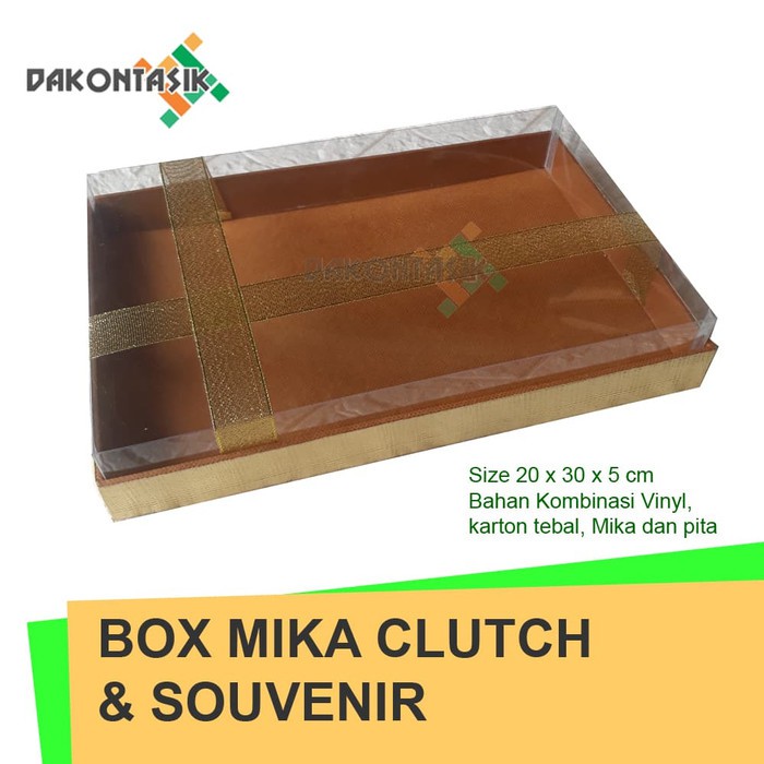 

Kotak Seserahan / Box Clutch Dompet / Box Kombinasi Mika dan Pita size 20 x 30 Dakon Tasik