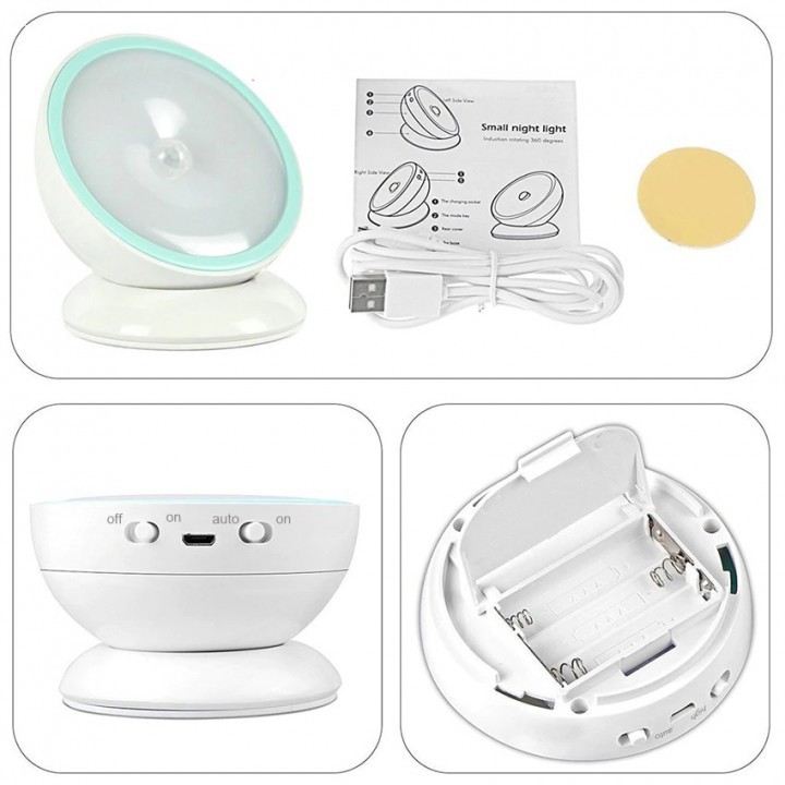 Rechargeable USB LED Lamp Motion Sensor 360 Degree Rotation