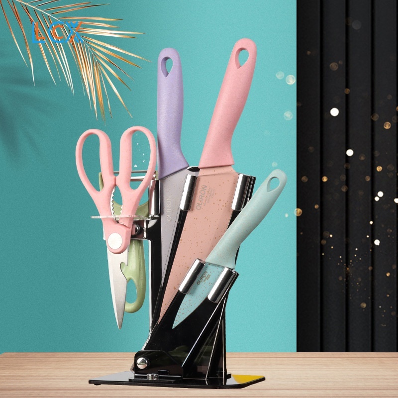 LCX Pisau Set Stainless dilapis anti lengket 1 Set isi 6 termurah Peralatan Pisau Set Pisau Sayur VS