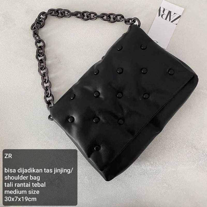 ZARA QUILTED DENIM MAXI CROSSBODY BAG / TAS ZARA / TAS IMPORT