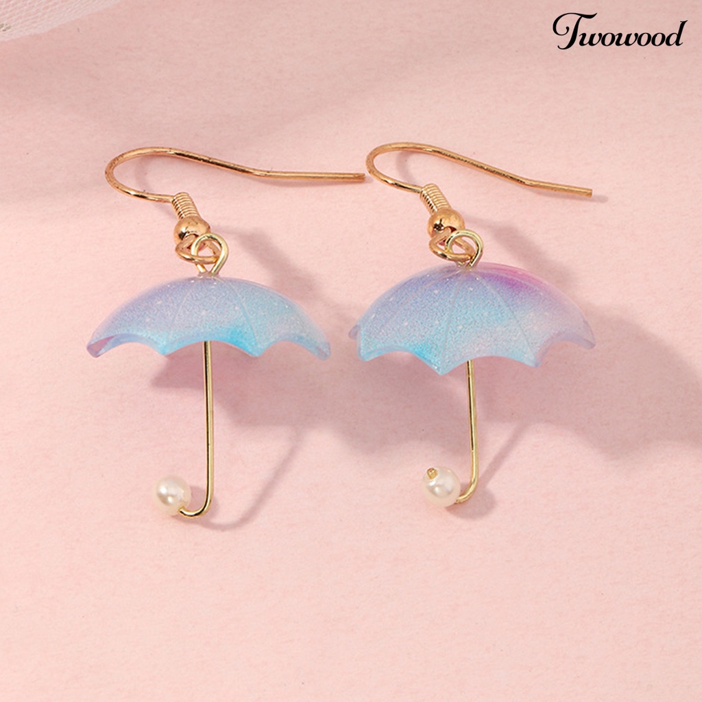 Twowood 1 Pair Women Earrings Umbrella Contrast Color Jewelry All Match Lightweight Cute Hook Earrings for Wedding