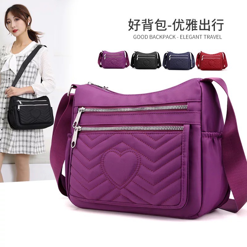 tas selempang wanita shouder bag waterproof import nylon Import Nj50