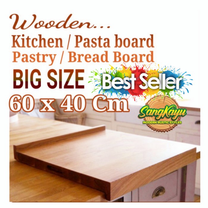 Pastry board talenan kue 60x40cm kayu talenan adonan pasta board 09 - KAYU MAHONI