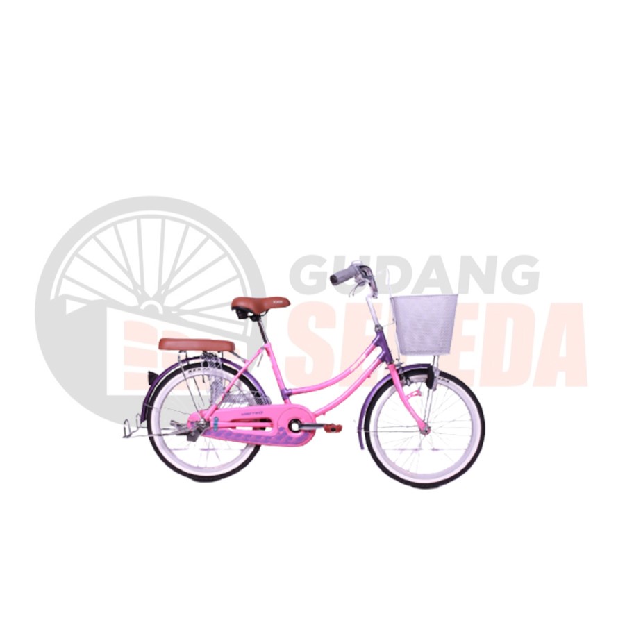 Sepeda Anak Perempuan United 20 Class X 20 Inch Keranjang dan Boncengan Garansi Termurah-Pink Violet