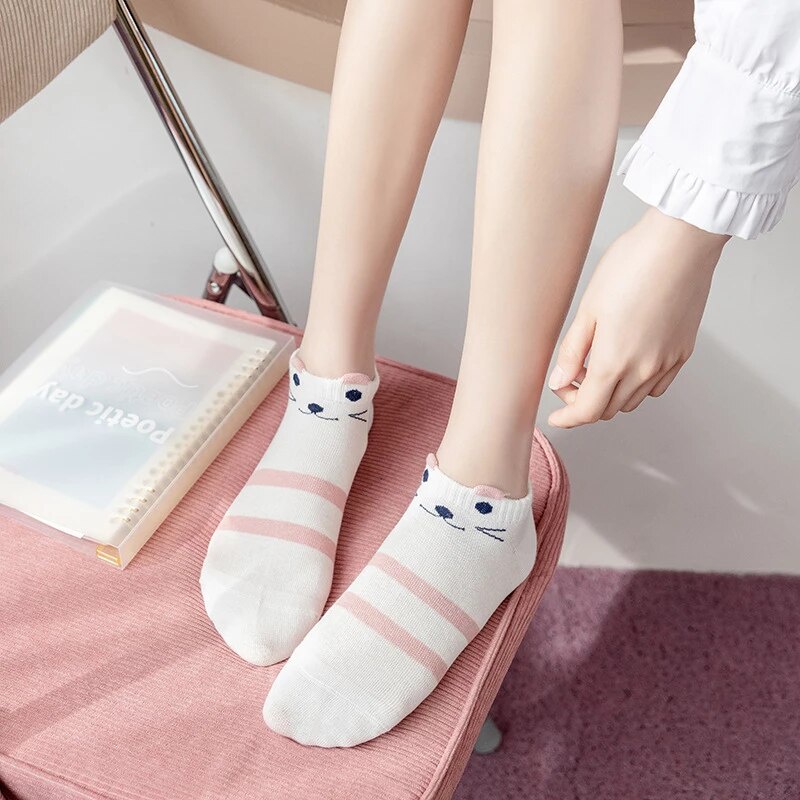 ELFYDO KS15 Kaos Kaki Wanita Motif Kucing Kitty Kaoskaki Fashion Korea