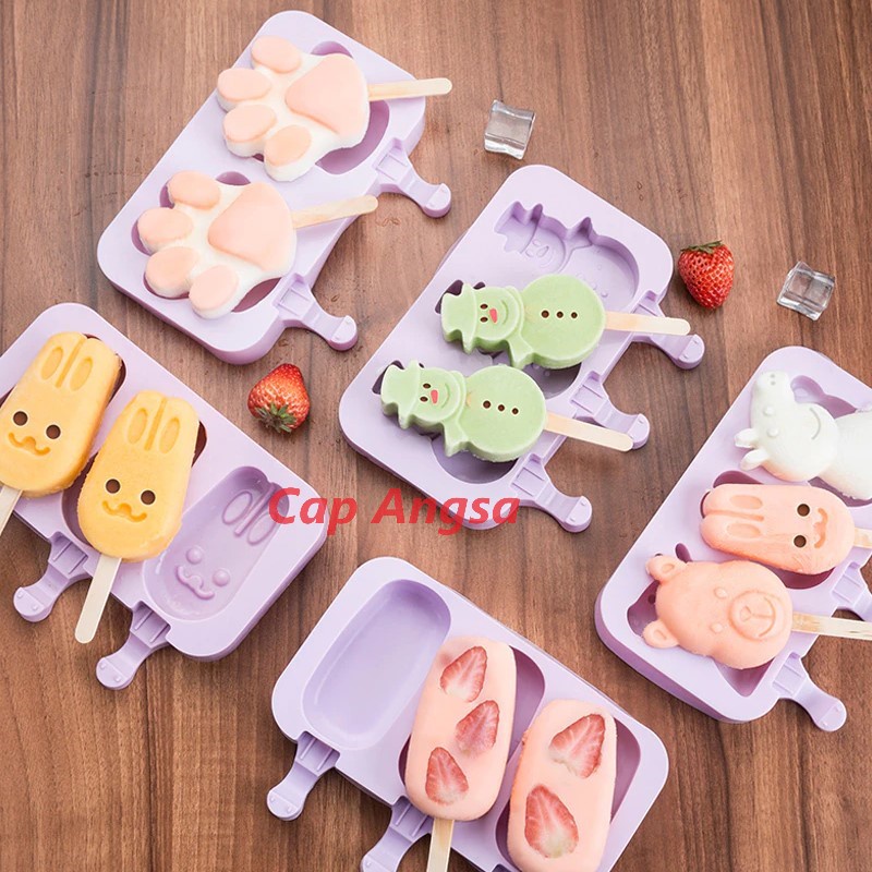 CETAKAN ES KRIM SILIKON ICE CREAM MOLD SILICONE MOULD STIK STICK LOLI FONDANT COKLAT PINK POPSICLE