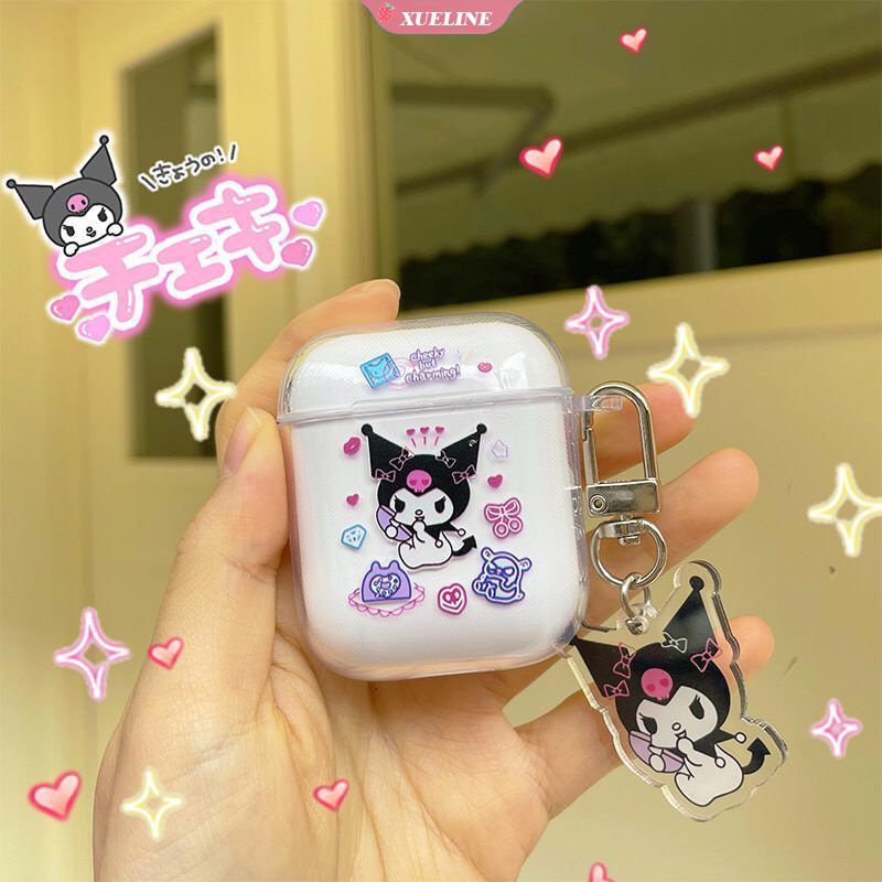 Cover Pelindung Bahan Silikon Desain Kartun Naughty Kuromi Anti Jatuh Dan Gores Untuk AirPods 1 2 pro