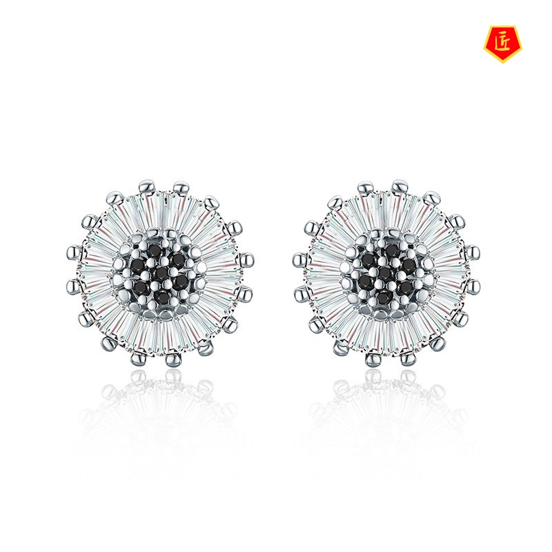 [Ready Stock]Luxury Creative Ladder Diamond Stud Earrings