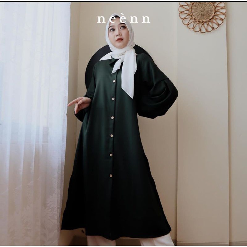Baju Atasan Tunik - Army Lengan Balon Sleeve