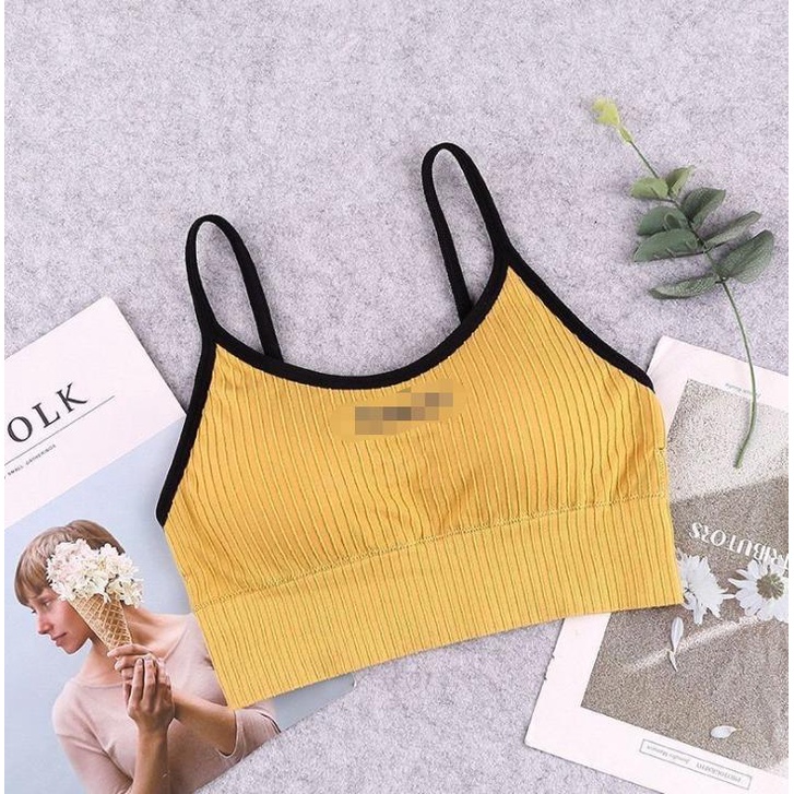 Gratis Ongkir - F5215 Pakaian Dalam Olahraga Wanita / Bra Sport Wanita Tanpa Kawat / BH Gym-Kuning