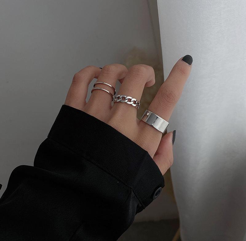 3Pcs/set Korean Simple Silver Ring Set Metal Hollow Finger Rings Fashion Women Jewelry Accessories