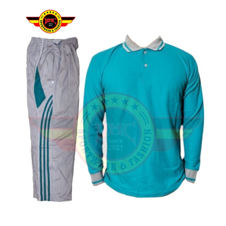 Setelan Kaos Polo Lakos Lengan Panjang/Setelan Baju Olahraga Pria Wanita/Setelan Kaos Olahraga/Setel