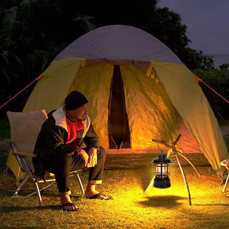 Lampu Lentera Gantung COB Retro Portable USB Rechargeable Untuk Camping / Hiking / Memancing