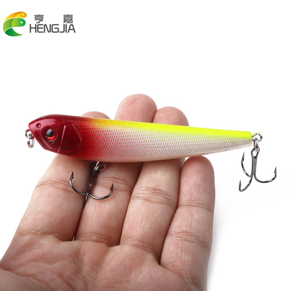 HENGJIA 2pcs/set Umpan Pencil Minnow Pancing Swimbait 9CM/9.6G Topwater Fishing Lure Ikan Bait Kail