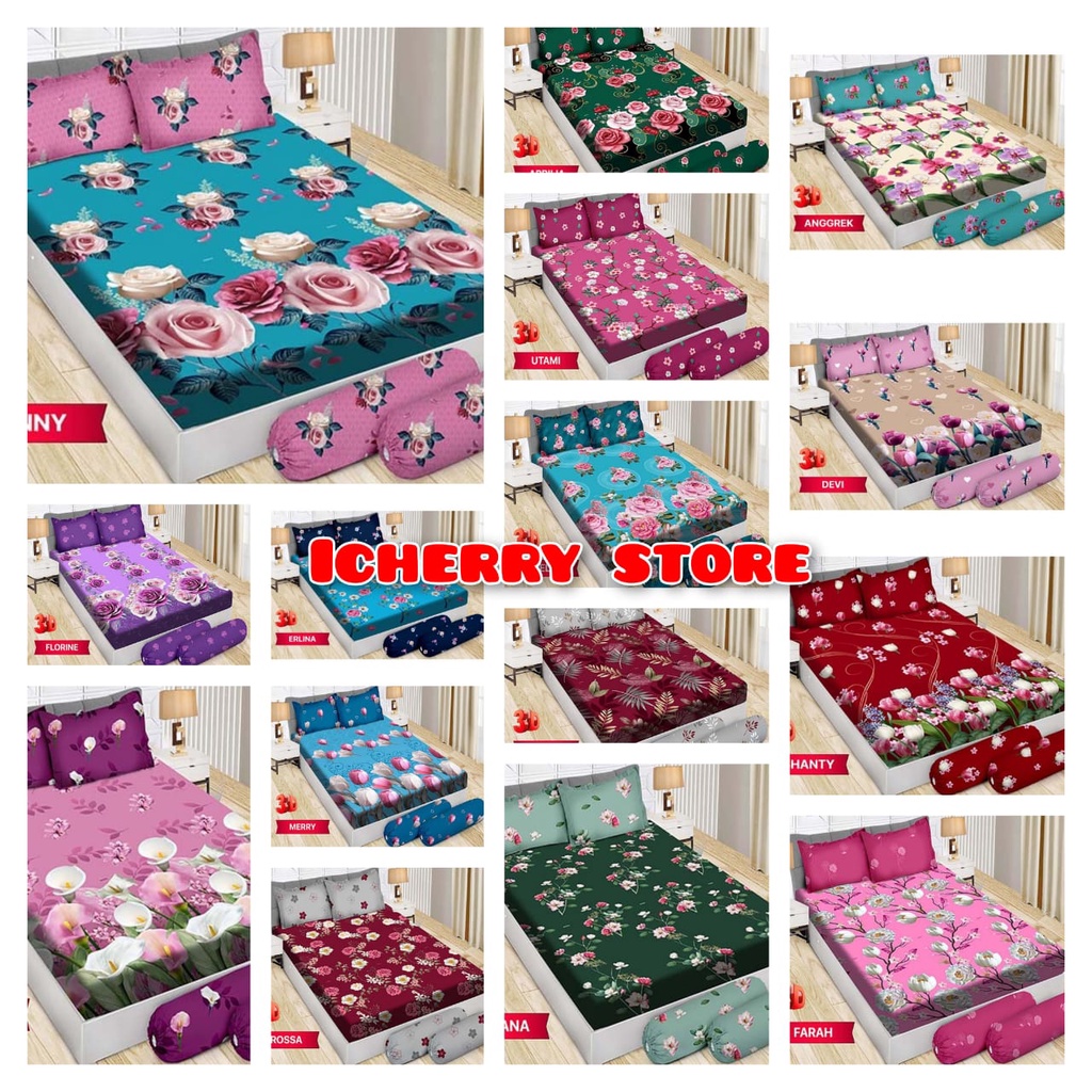 3in1 Sprei Bonita Disperse 3D King 180x200 160x200 120x200 Motif Anggrek, Ashanty, Aprilia, Estiana,