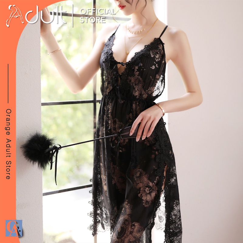 ORANGE ADULT Sexy Lingerie Hot Baju Tidur Wanita Dewasa/Lingrie Bigsize Set Lace Lingerie Seksi  Hitam 5128