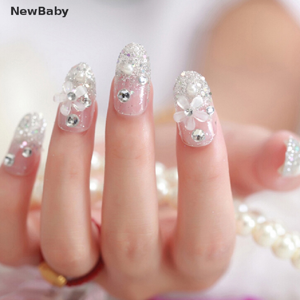 Newbaby Kuku Palsu 3D Warna Putih Untuk Pengantin Wanita