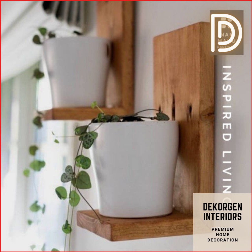 Rak Dinding Hiasan Dinding Ambalan Rak Kayu Tempel Dinding Tempat Buku Bunga L Dekorgen