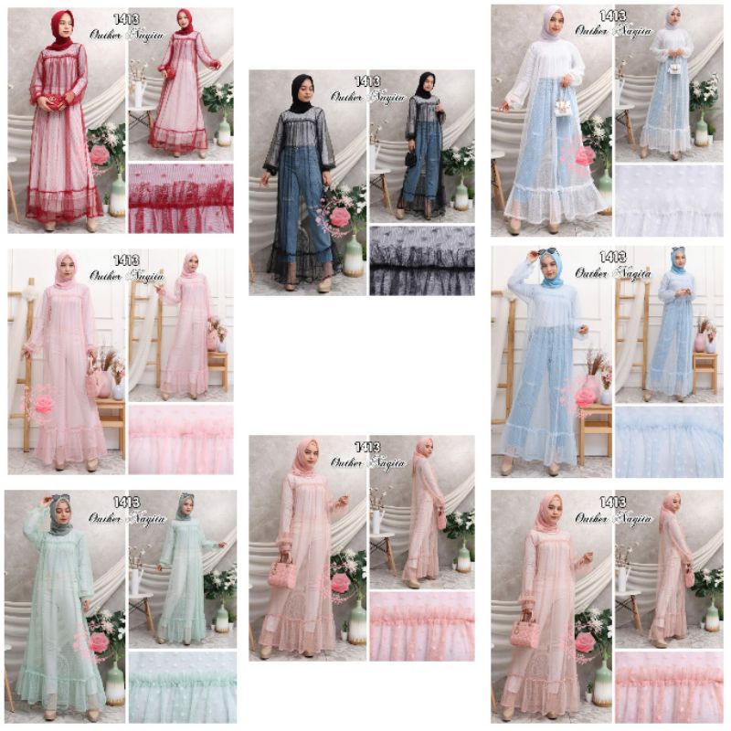 NAGITA OUTER BAHAN TILE DOT LONG OUTER TILE DOT TULLE DOTTY MB