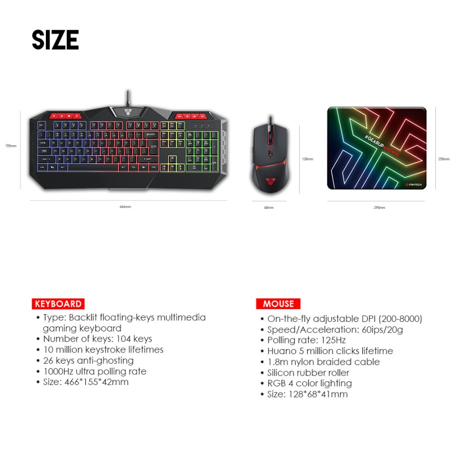 FANTECH P31 COMBO GAMING SET 3 IN 1 KEYBOARD MOUSE MOUSEPAD