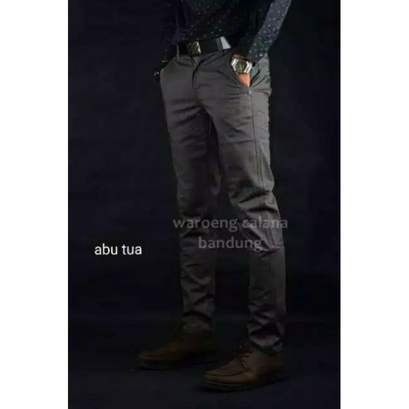 [TERLARIS] CELANA PANJANG PRIA ORIGINAL Chino Premium Distro KERJAHARIAN Slimfit UNISEX Santai Casual Formal Kualitas Bahan Katun Adem Premium Full Aksesories Cowok Pensil - Krem(Cream)/Abu(Grey)/Hitam(Black) Santai Liburan Cowok nongkrong main jalan