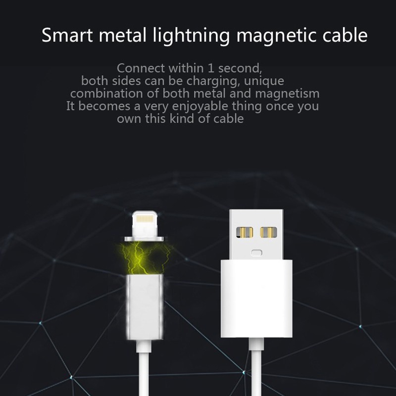 Kabel Casan Otomatis Magnetic Automatic Charger Charging Cable Metal Colours Micro Lightning