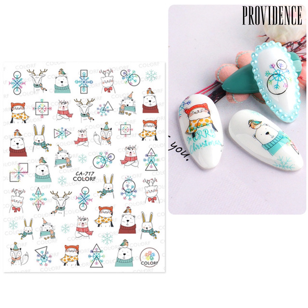 Providence Nail Sticker Christmas Patterns Non-Fading Colorful Winter Xmas Nail 3D Christmas Elk Sliders for Manicure