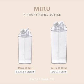 Jual Tataruma Miru Botol Minum Refill Fridge Bottle Tumbler Bentuk Kotak Susu Akrilik Estetik