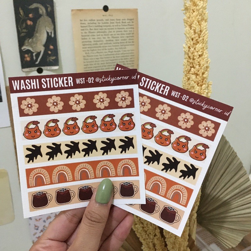 

Stiker planner untuk dekorasi BROWN WASHI STICKER SHEET