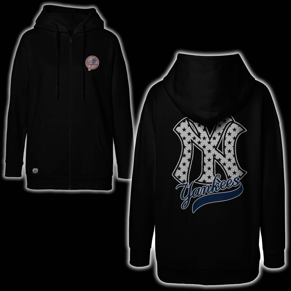 sweater hoodie zipper baseball New York Yankees ukuran normal, jumbo dan oversize M-5XL Ready Stock