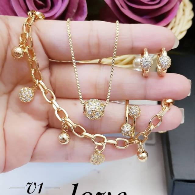 Xuping set perhiasan lapis emas 24k 0423i