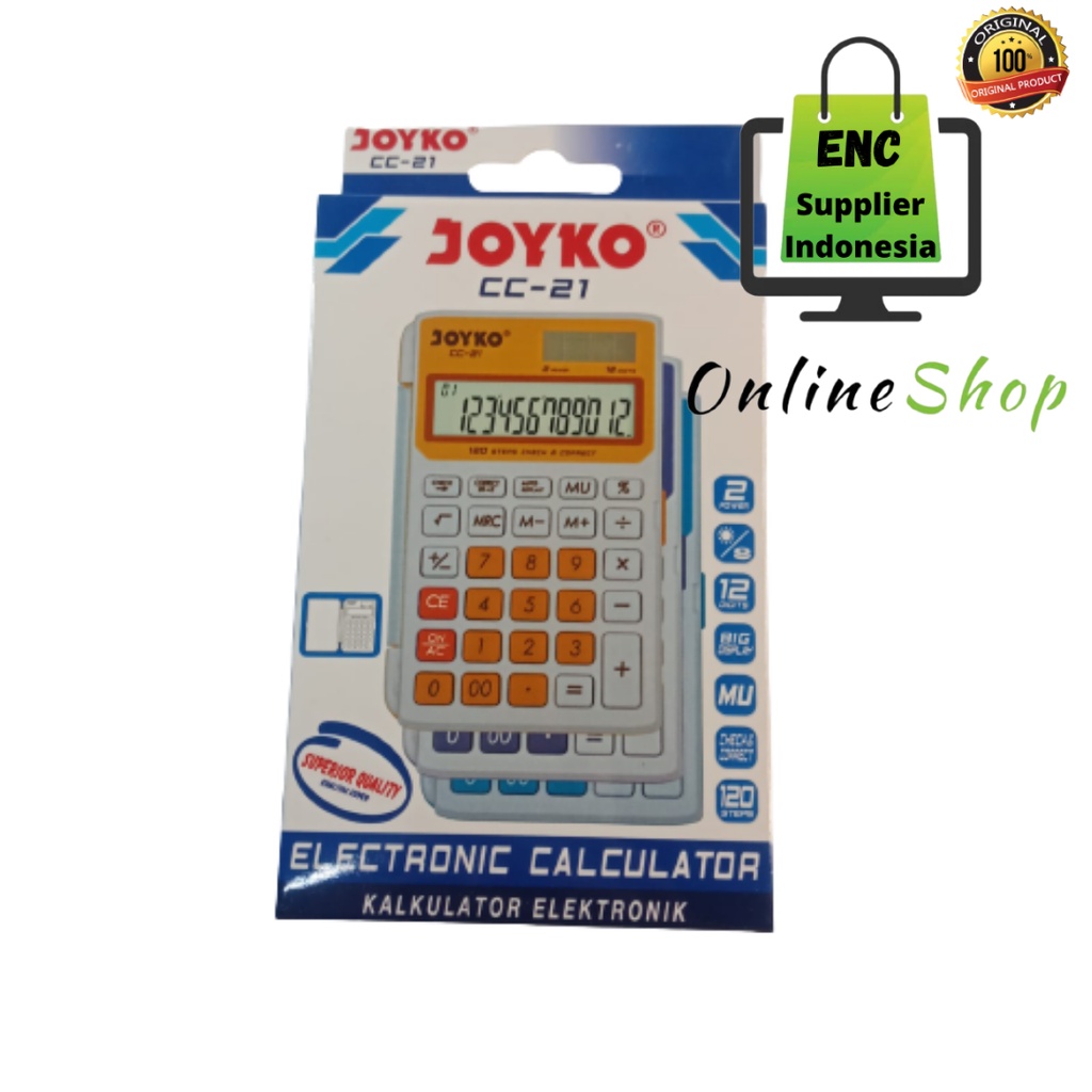 

JOYKO 1 buah Calculator cc21 Kalkulator CC-21 12 Digits Check Correct cc 21 warna per pcs - enc.sup