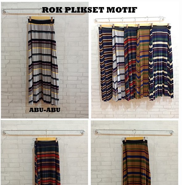 (BISA COD) Rok Panjang Plisket Motif /Rok Plisket Wanita Bahan Satin jersey import pinggang karet