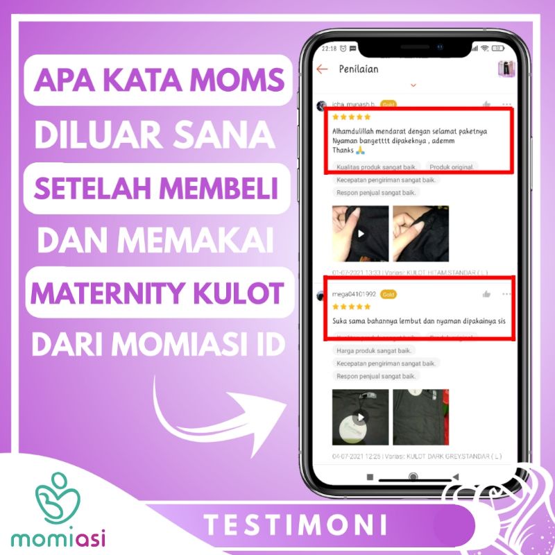 Momiasi - Celana Hamil Kulot Wanita Bumil Panjang Jumbo Maternity Kulot Premium