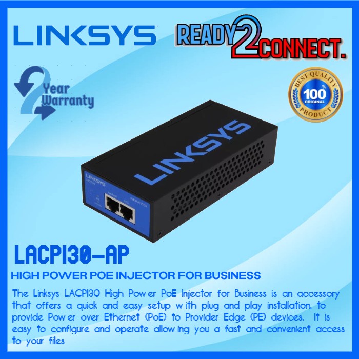 Linksys LACPI30-AP High Power PoE Injector for Business