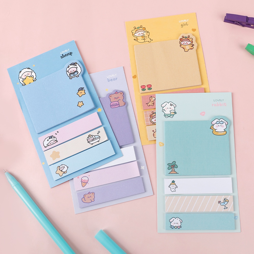 80 Lembar Kertas Memo Sticky Note / Motif Kartun Hewan Lucu Untuk Anak Perempuan