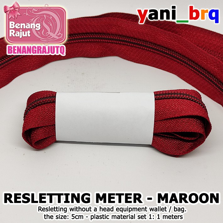 DAUN RESLETING 1 METER MAROON + 1 BUAH KEPALA RESLETING BAWAAN NO 5