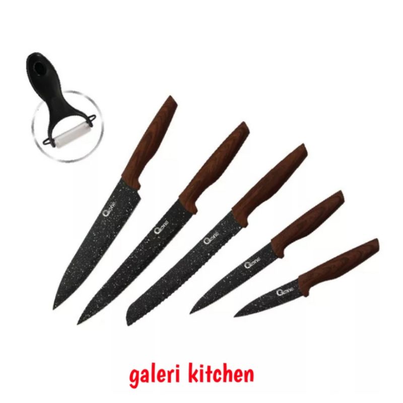 Oxone black Marble knife 6 set,Pisau Oxone,Pisau Dapur OX 605 Original
