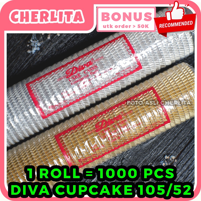 

1 ROLL 1000 Lembar Kertas Kue Cupcake Case DIVA 105/52 Gold Silver Premium Cake Case