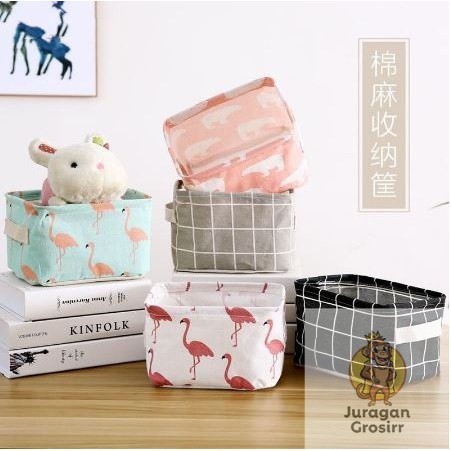 JG - Keranjang Lipat Storage Box Organizer Kotak Penyimpanan Tempat Wadah Aksesoris Mini Multifungsi Lucu