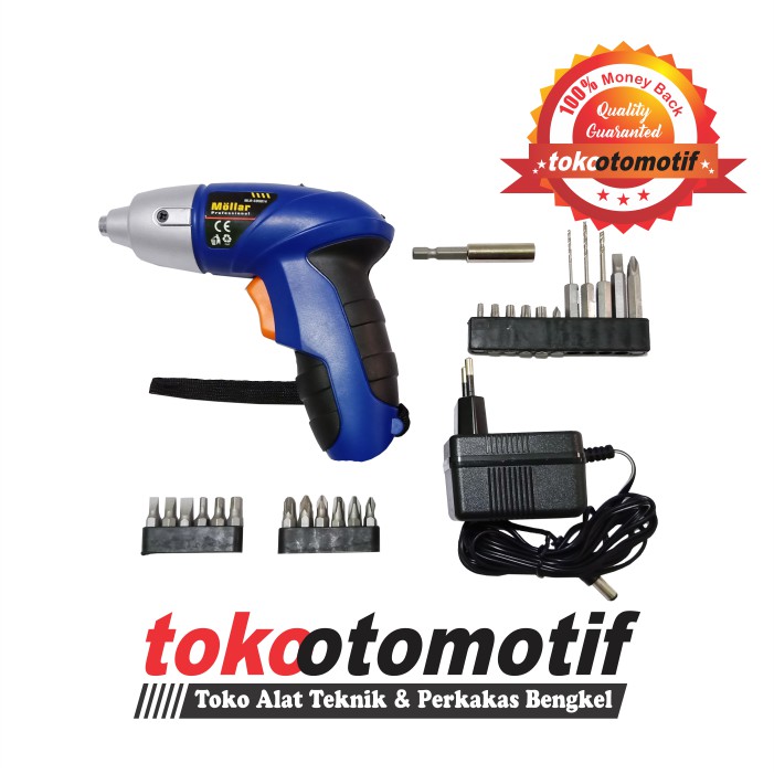 Cordless Screwdriver 24 Pcs (MLR-CDS014A) Mollar / Bor Obeng Baterai