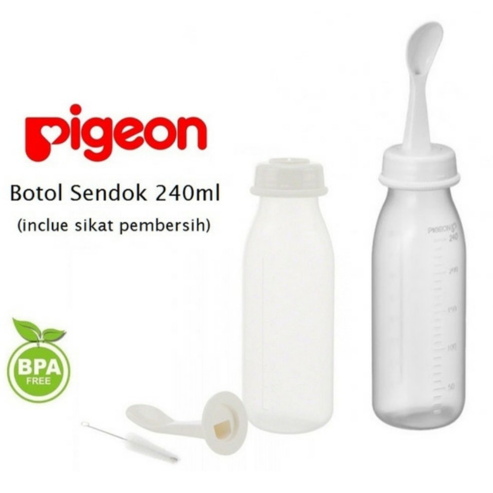 PIGEON Food Feeder Weaning Bottle  with spoon 120ml / Pigeon Botol Sendok 240ml  Mpasi